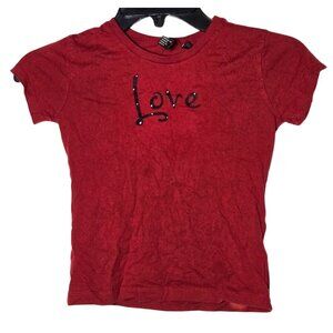 St Jude Childrens Research Hospital Red Love T-Shirt Size Small Y2K 2000s Sequin